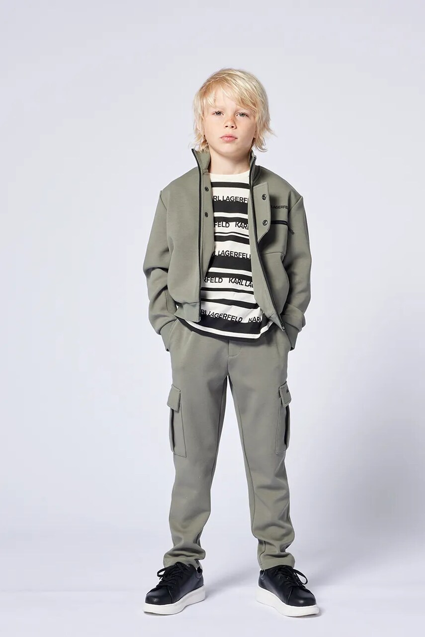 Levně Dětská mikina Karl Lagerfeld zelená barva, s potiskem, Z30428