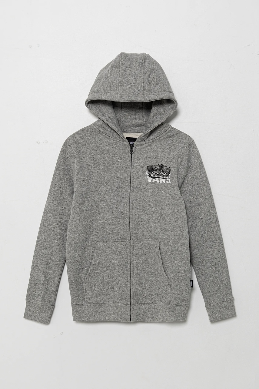 Vans bluza copii Old Skool FZ culoarea gri, cu gluga, melanj, VN000MHT02F1