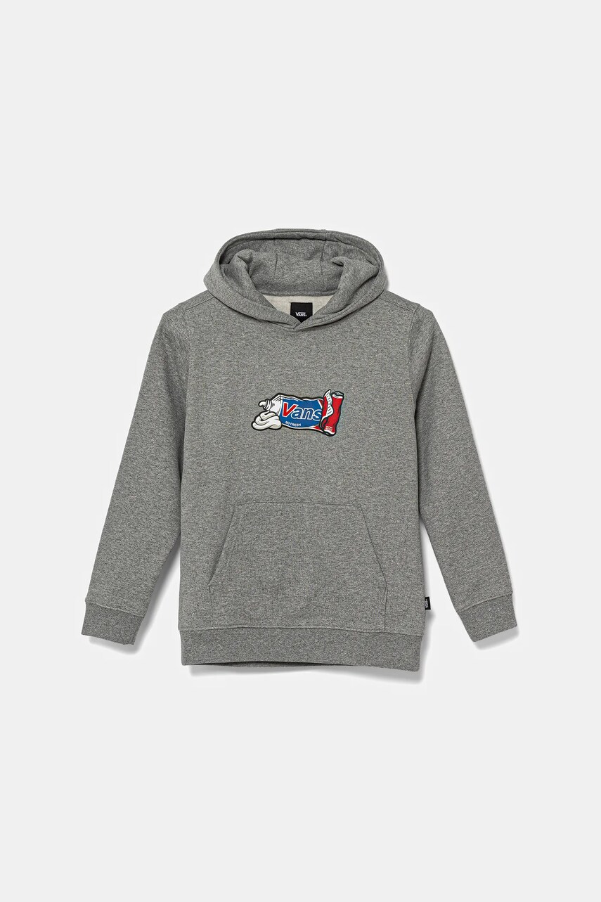 Vans bluza copii Fresh Pullover culoarea gri, cu gluga, cu imprimeu, VN000MHF02F1