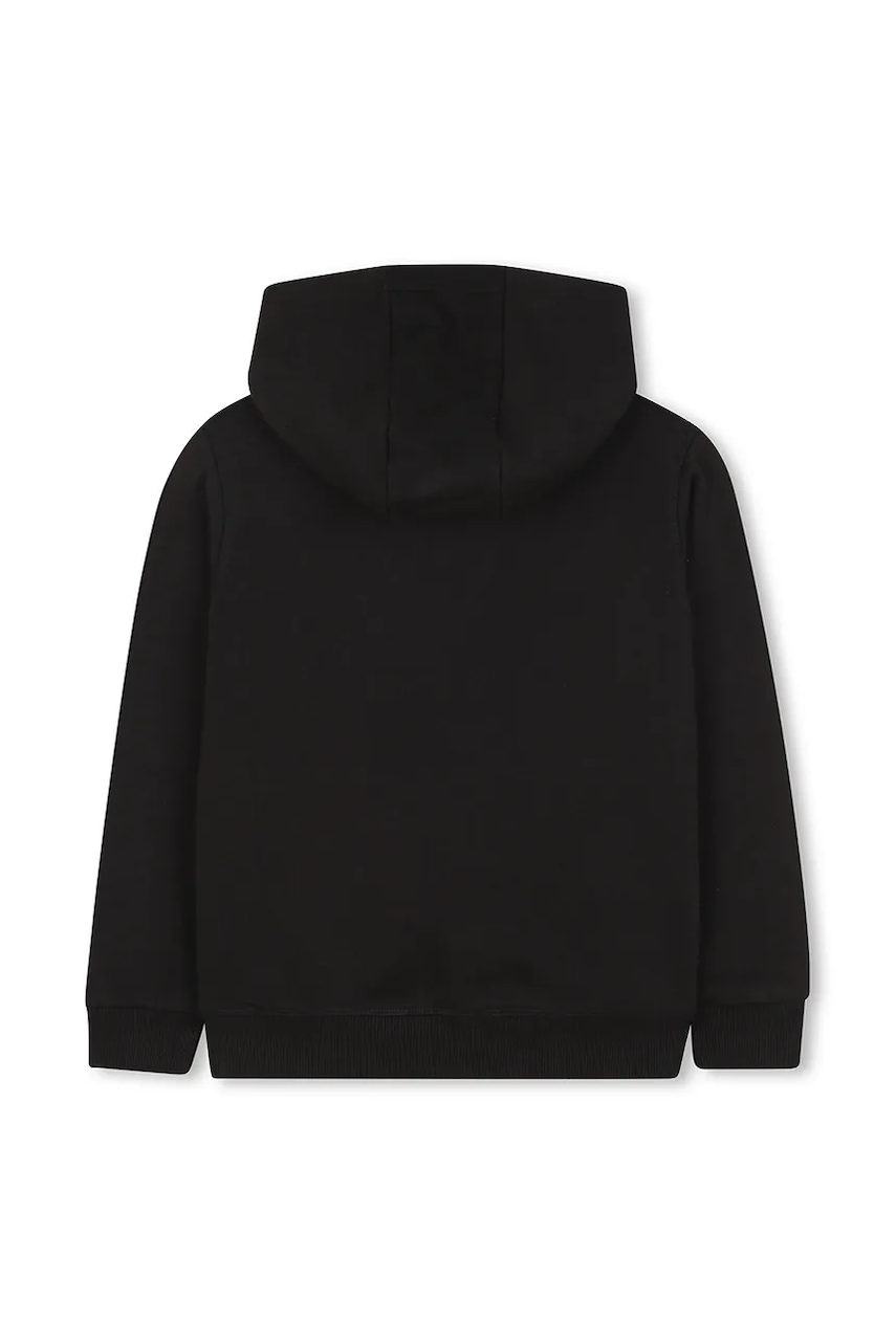 Детская хлопковая кофта HUGO цвет чёрный с капюшоном с аппликацией G00349 Детская хлопковая кофта HUGO цвет чёрный с капюшоном с аппликацией G00349