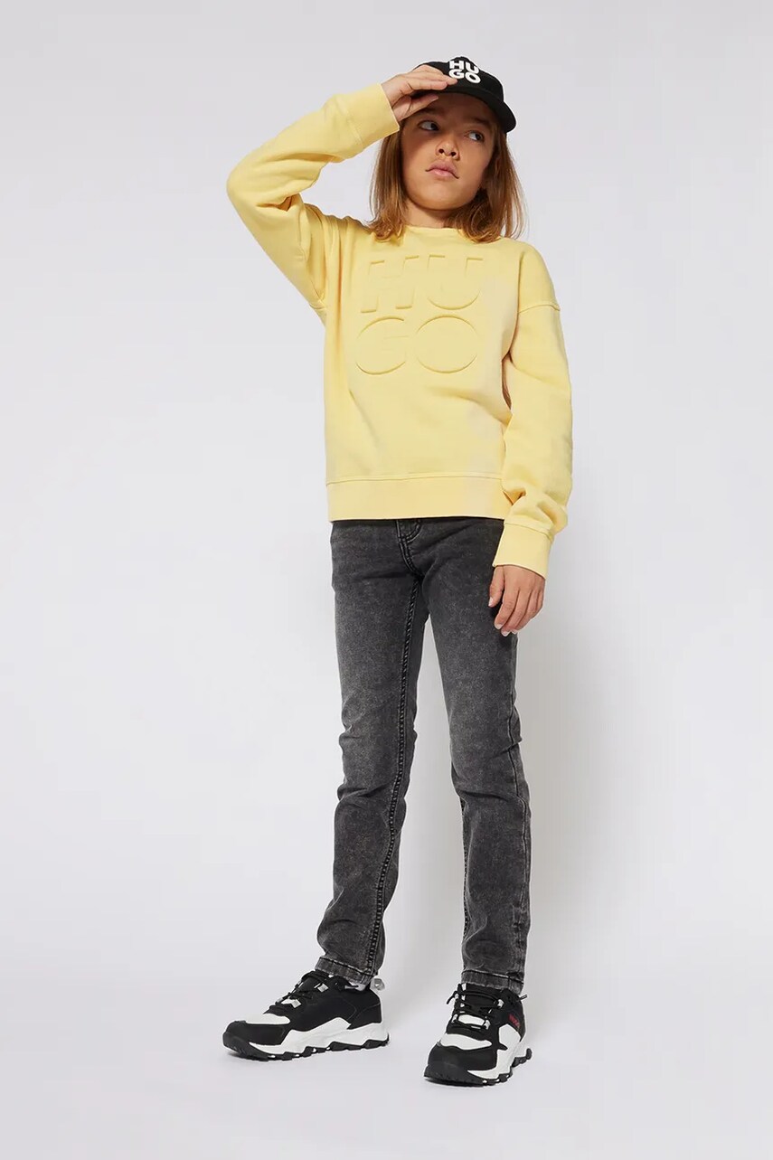 HUGO bluza copii culoarea galben, neted, G00353