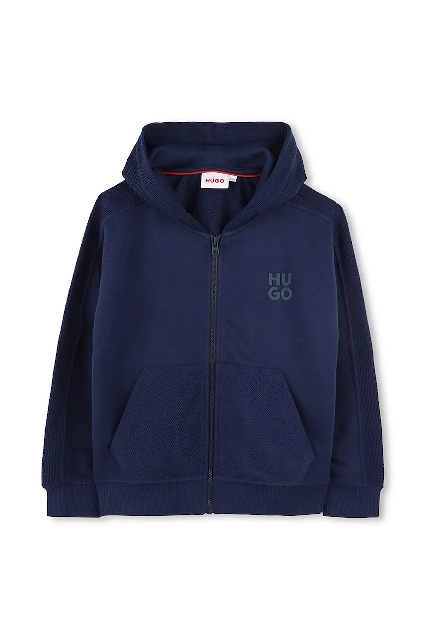 Детская кофта HUGO цвет синий с капюшоном однотонная G00361 Детская кофта HUGO цвет синий с капюшоном однотонная G00361