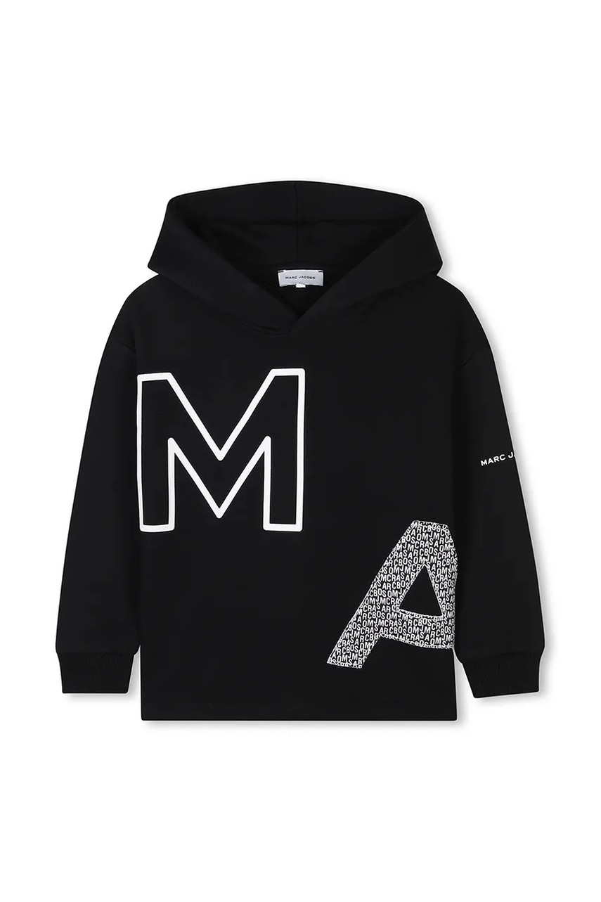 Детская кофта Marc Jacobs цвет чёрный с капюшоном с принтом W60431 Детская кофта Marc Jacobs цвет чёрный с капюшоном с принтом W60431