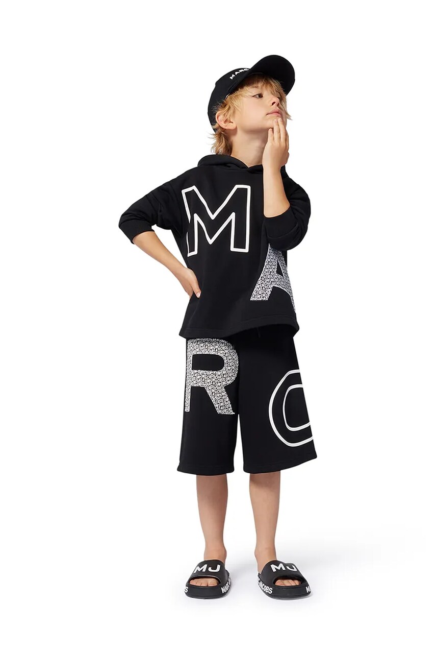 Marc Jacobs bluza copii culoarea negru, cu glugă, cu imprimeu, W60431