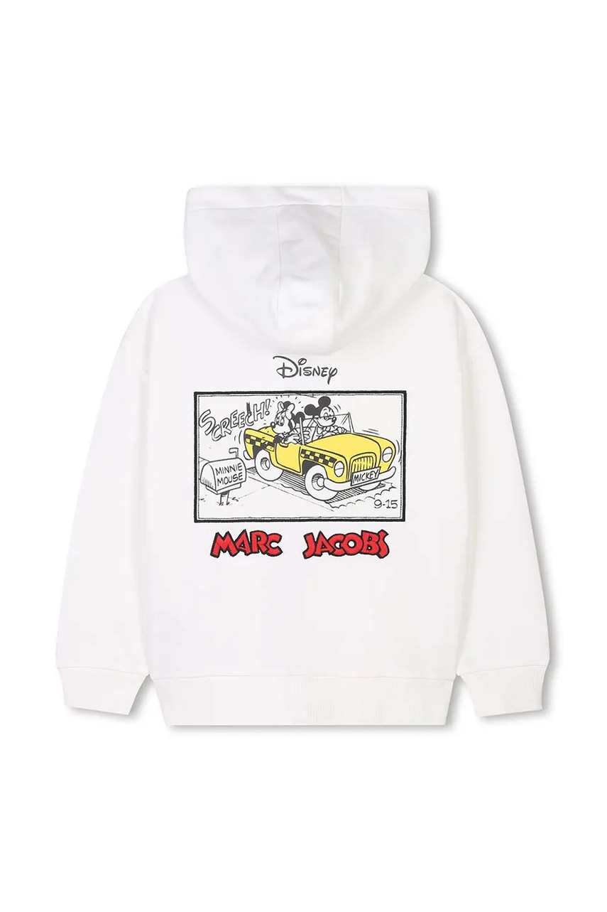 Детская хлопковая кофта Marc Jacobs цвет бежевый с капюшоном с принтом W60439