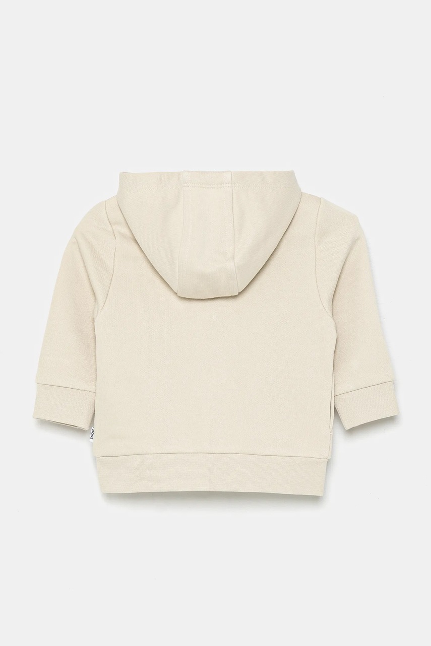 Кофта для младенцев BOSS цвет бежевый с капюшоном однотонная J52095