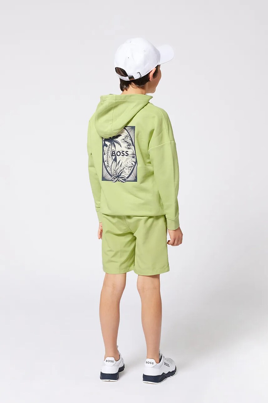 BOSS bluza copii culoarea verde, cu imprimeu, J52235
