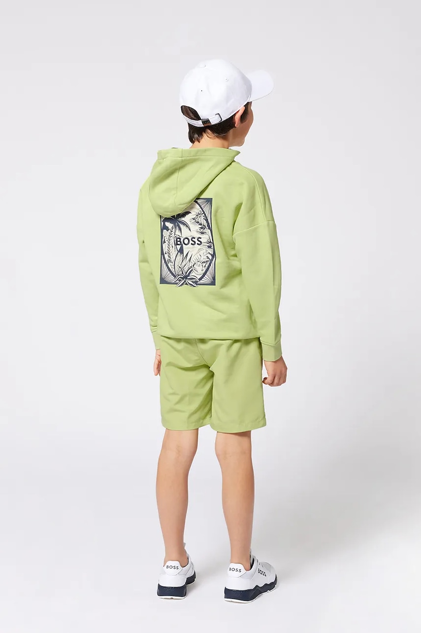 BOSS bluza copii culoarea verde, cu imprimeu, J52235