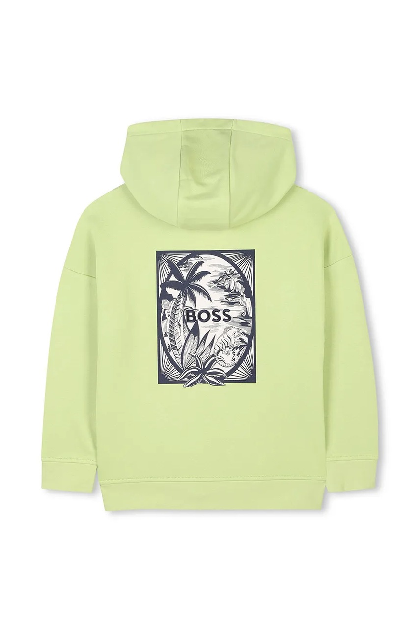 BOSS gyerek felső zöld, nyomott mintás, kapucnis, J52235 termék 2. képe