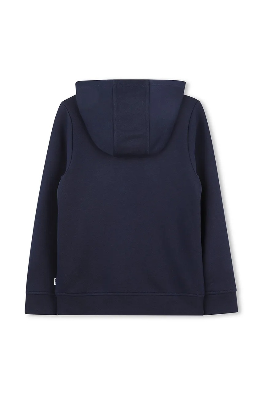 Дитяча кофта BOSS колір синій з капюшоном однотонна J51958