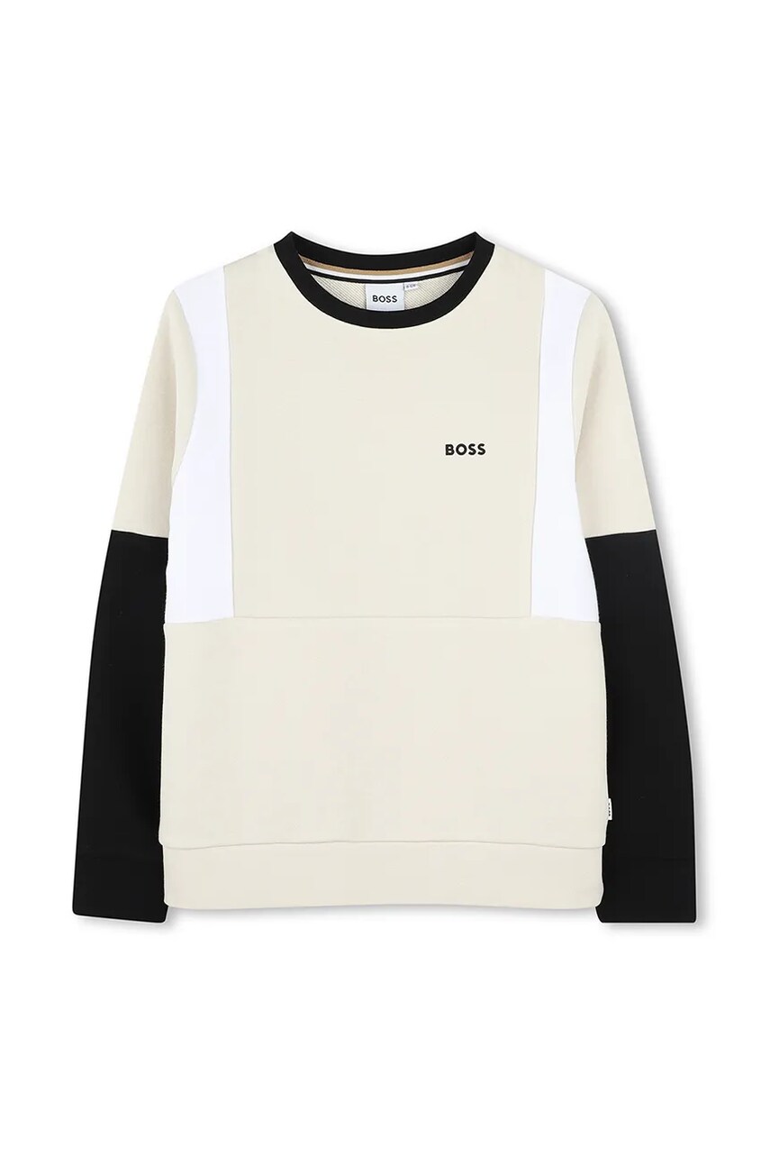 BOSS bluza copii culoarea bej, neted, J52026