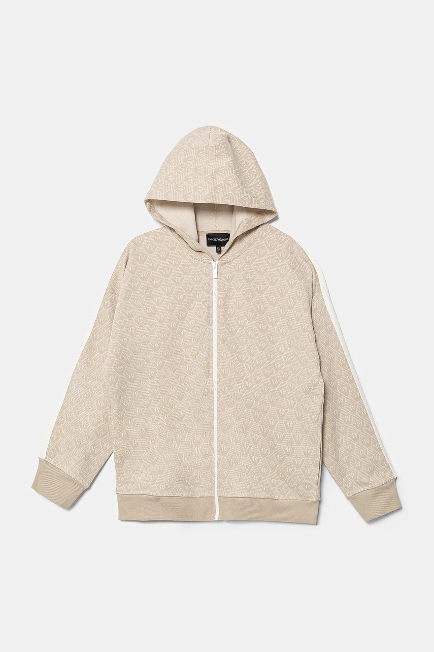 Детская кофта Emporio Armani цвет бежевый с капюшоном узор EB000223 AF13431 Детская кофта Emporio Armani цвет бежевый с капюшоном узор EB000223 AF13431