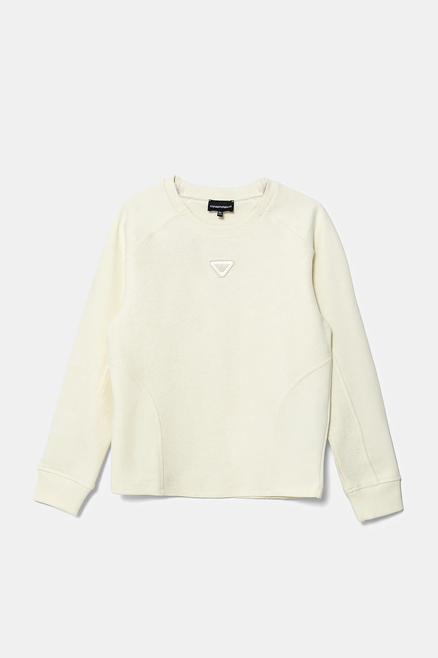 Emporio Armani bluză copii culoarea bej, uni, EB000231 AF13455