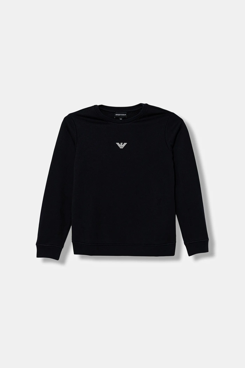 Levně Dětská mikina Emporio Armani tmavomodrá barva, hladká, EB000302 AF14681