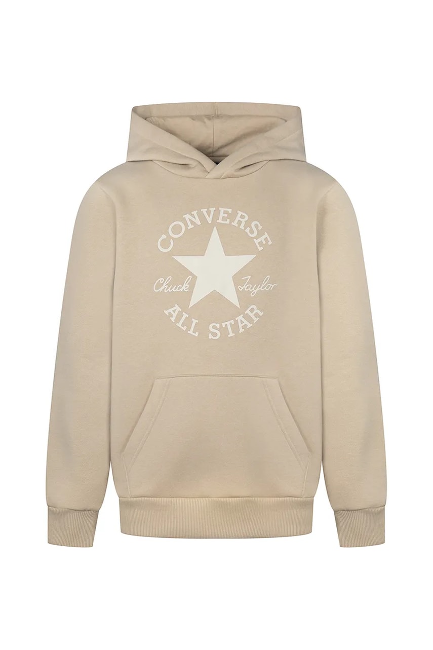 Converse bluza copii culoarea bej, cu gluga, cu imprimeu, 9CG575