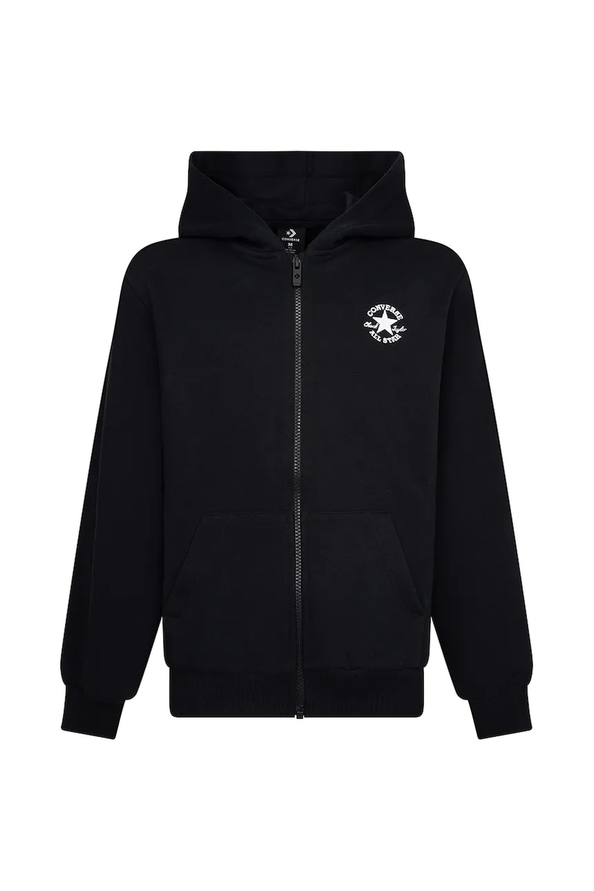 Converse bluza copii culoarea negru, cu gluga, cu imprimeu, 9CG706