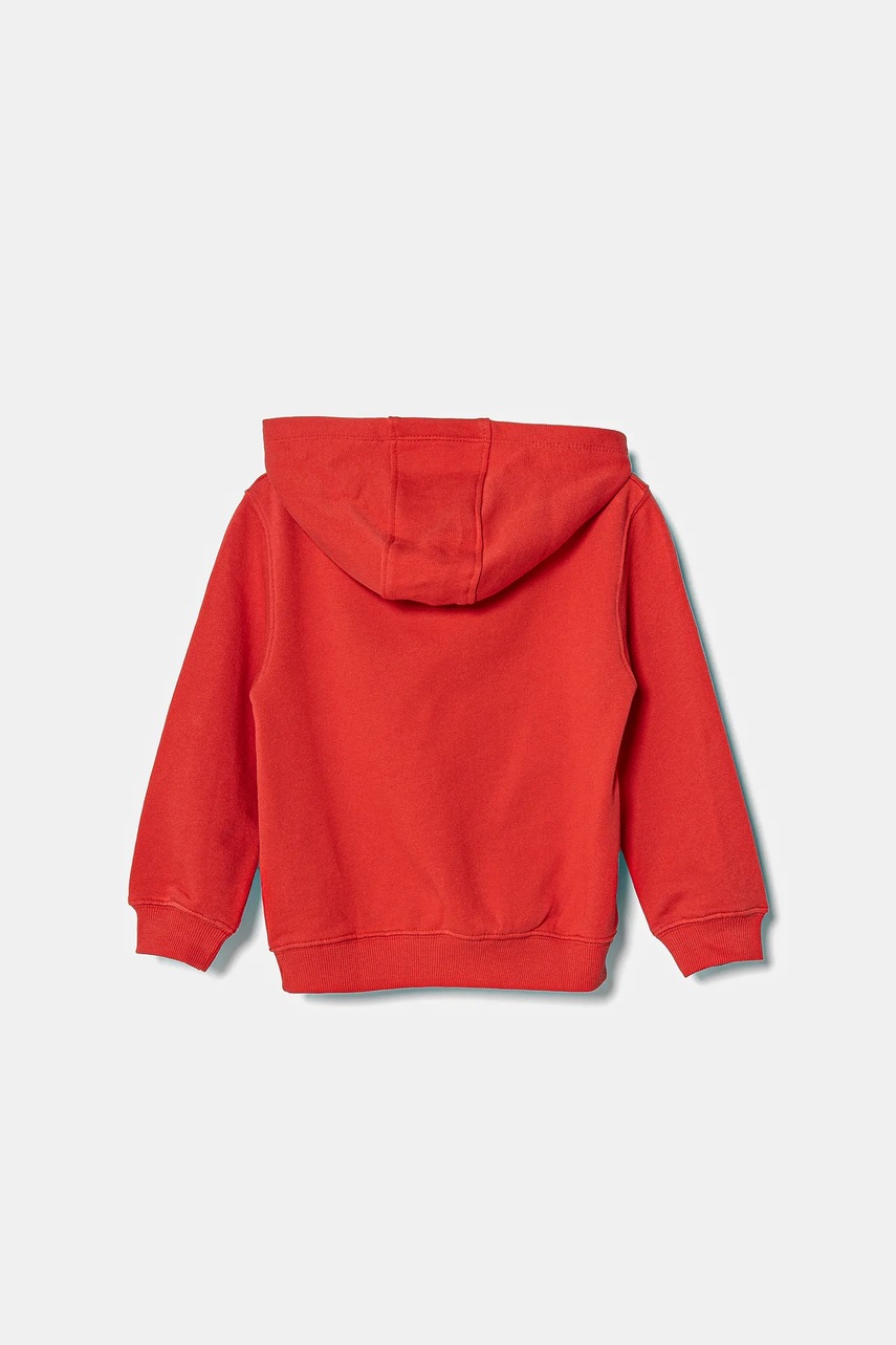 Детская хлопковая кофта United Colors of Benetton цвет бордовый с капюшоном с принтом 3J68G2011 Детская хлопковая кофта United Colors of Benetton цвет бордовый с капюшоном с принтом 3J68G2011