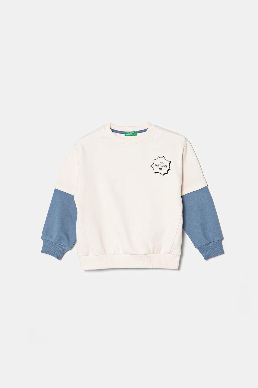Детская хлопковая кофта United Colors of Benetton цвет бежевый узор 3UNIG10I5 Детская хлопковая кофта United Colors of Benetton цвет бежевый узор 3UNIG10I5