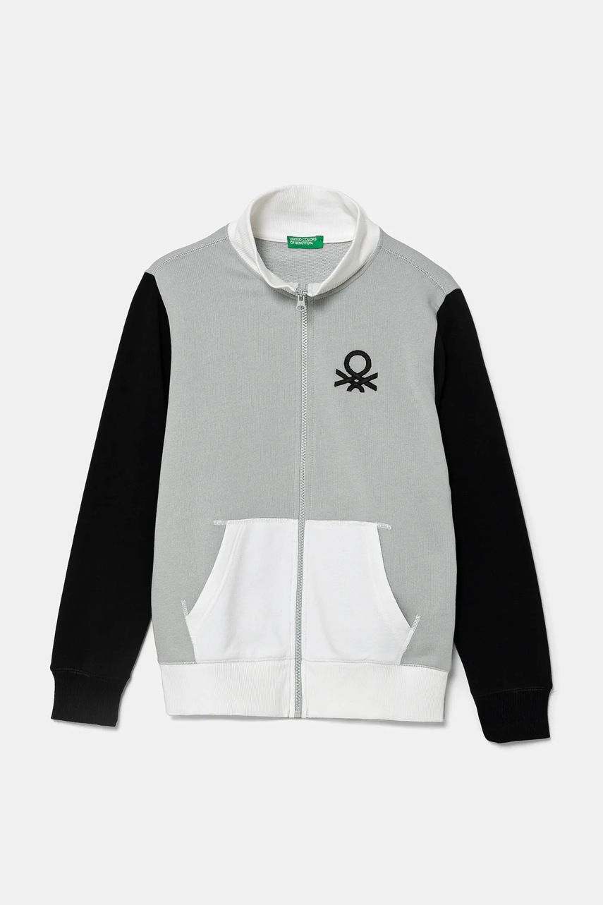United Colors of Benetton hanorac de bumbac pentru copii culoarea gri, neted, 3J68C501B