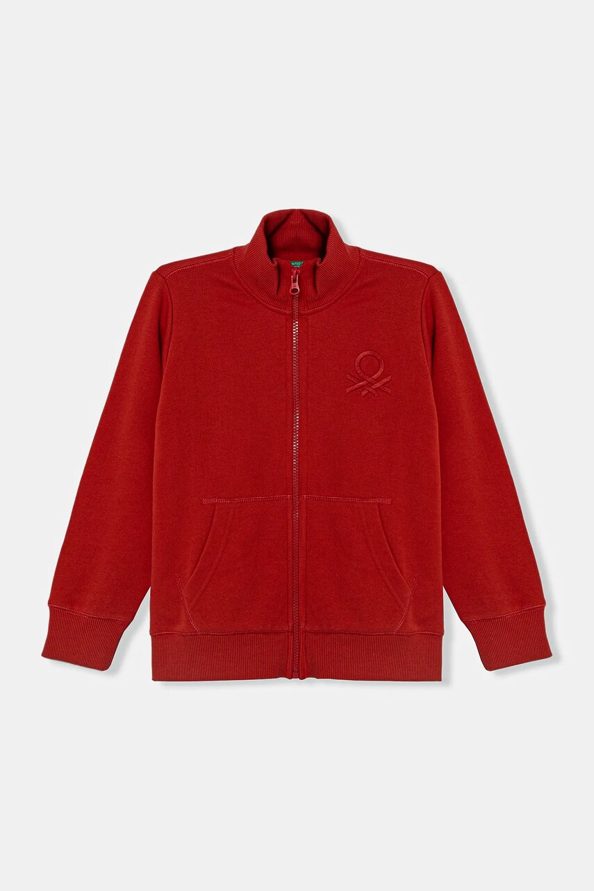 United Colors of Benetton hanorac de bumbac pentru copii culoarea rosu, neted, 3J68C501B