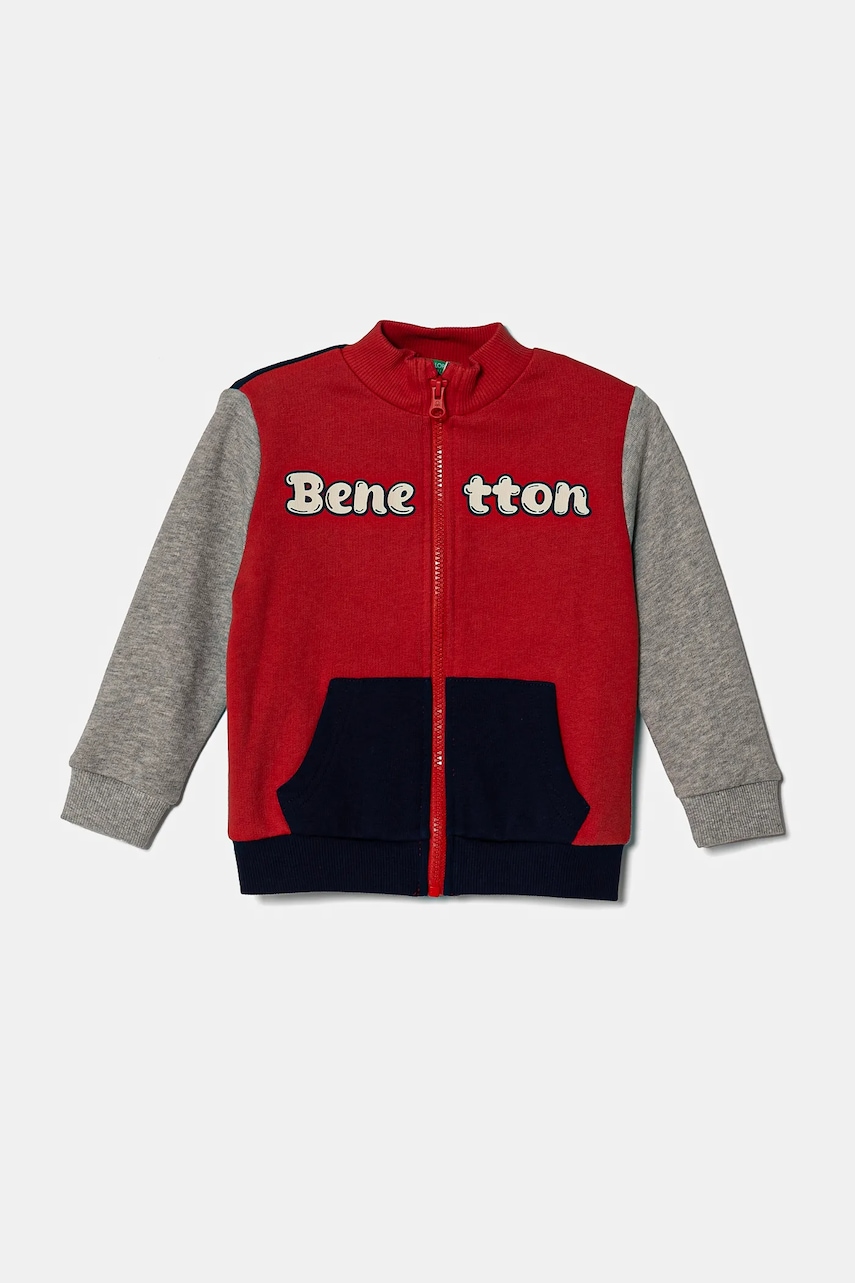 United Colors of Benetton hanorac de bumbac pentru copii culoarea rosu, cu imprimeu, 3J70G503M