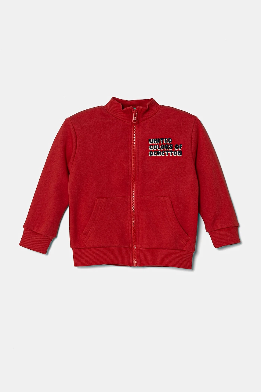 United Colors of Benetton hanorac de bumbac pentru copii culoarea rosu, cu imprimeu, 3J70G503M