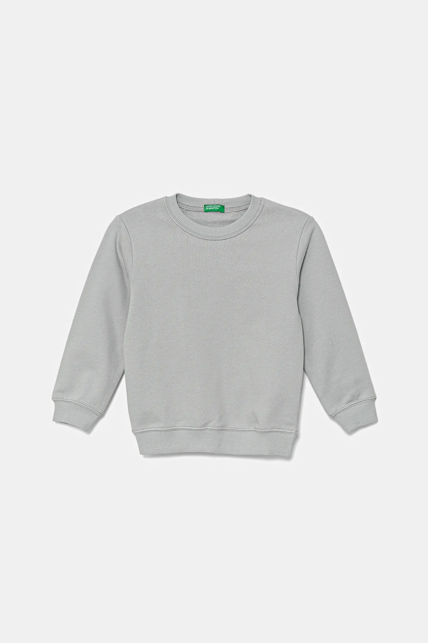 Детская хлопковая кофта United Colors of Benetton цвет серый с принтом 3UNIG10II Детская хлопковая кофта United Colors of Benetton цвет серый с принтом 3UNIG10II