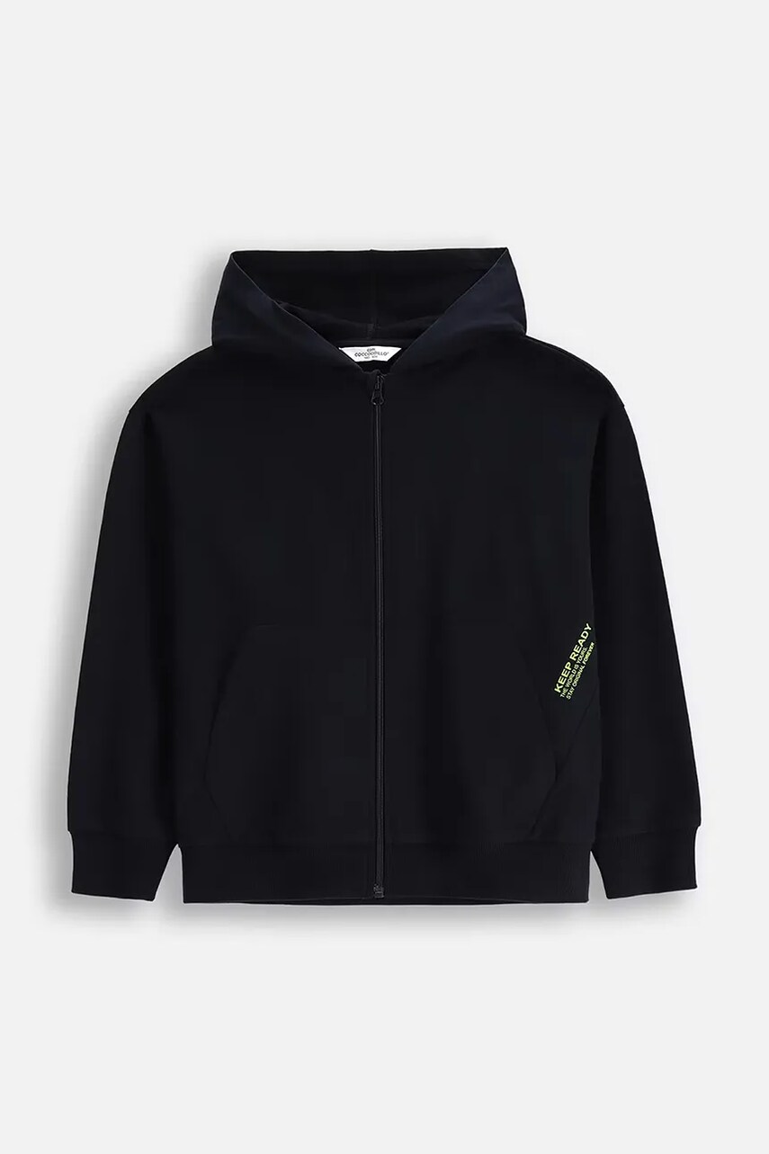 Coccodrillo hanorac de bumbac pentru copii culoarea albastru marin, cu gluga, neted, EVERYDAY BOY