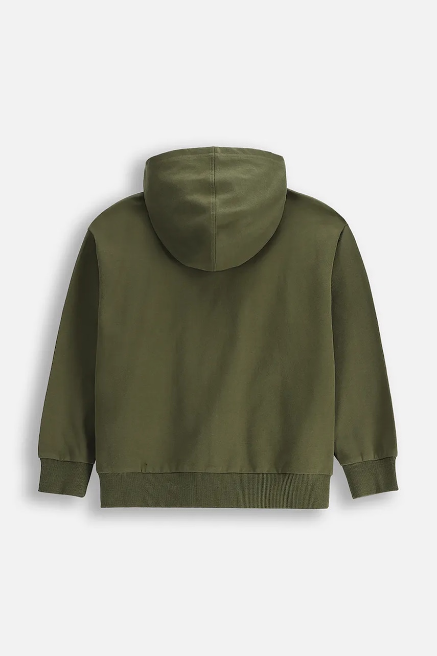 Детская хлопковая кофта Coccodrillo цвет зелёный с капюшоном однотонная EVERYDAY BOY Детская хлопковая кофта Coccodrillo цвет зелёный с капюшоном однотонная EVERYDAY BOY