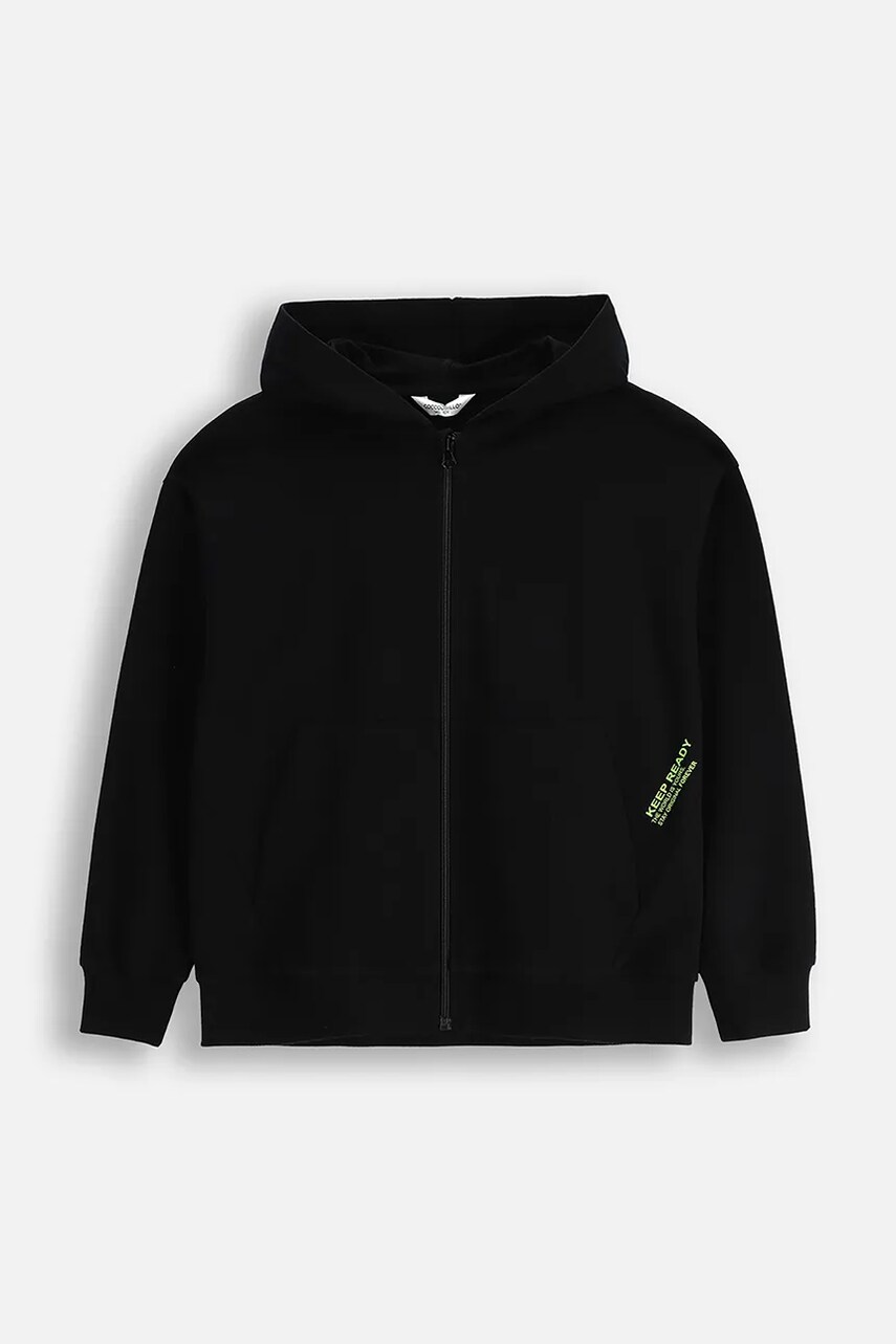 Coccodrillo hanorac de bumbac pentru copii culoarea negru, cu glugă, neted, EVERYDAY BOY Coccodrillo hanorac de bumbac pentru copii culoarea negru, cu glugă, neted, EVERYDAY BOY