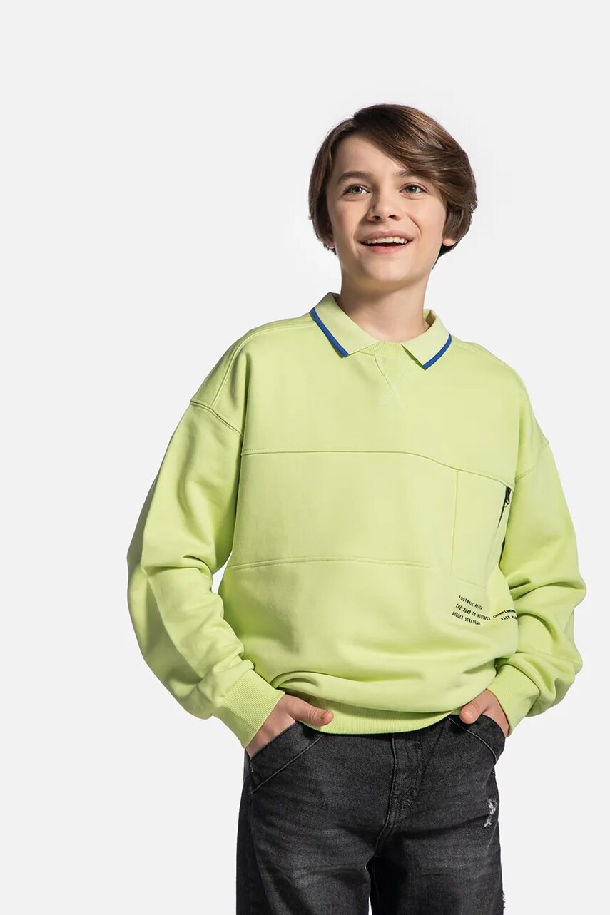 Coccodrillo bluza copii culoarea verde, cu imprimeu, MONOCHROME BOY JUNIOR