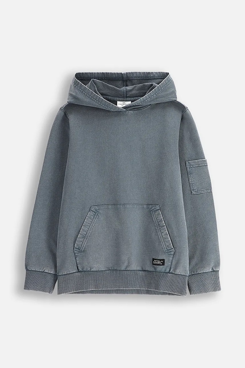 Детская хлопковая кофта Coccodrillo с капюшоном однотонная SAGE TIME BOY JUNIOR