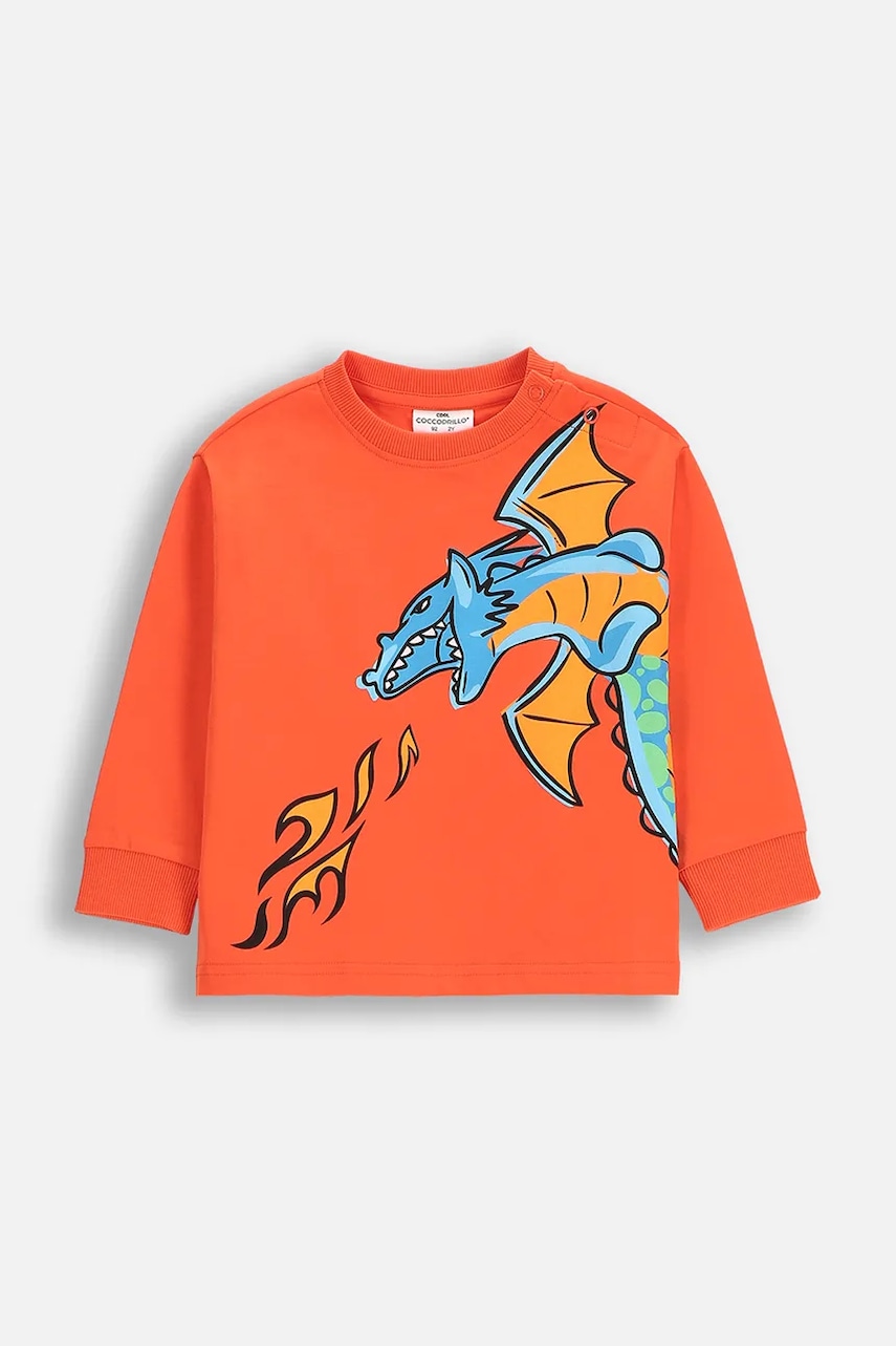 Coccodrillo hanorac de bumbac pentru copii culoarea portocaliu, cu imprimeu, DRAGONS BOY KIDS