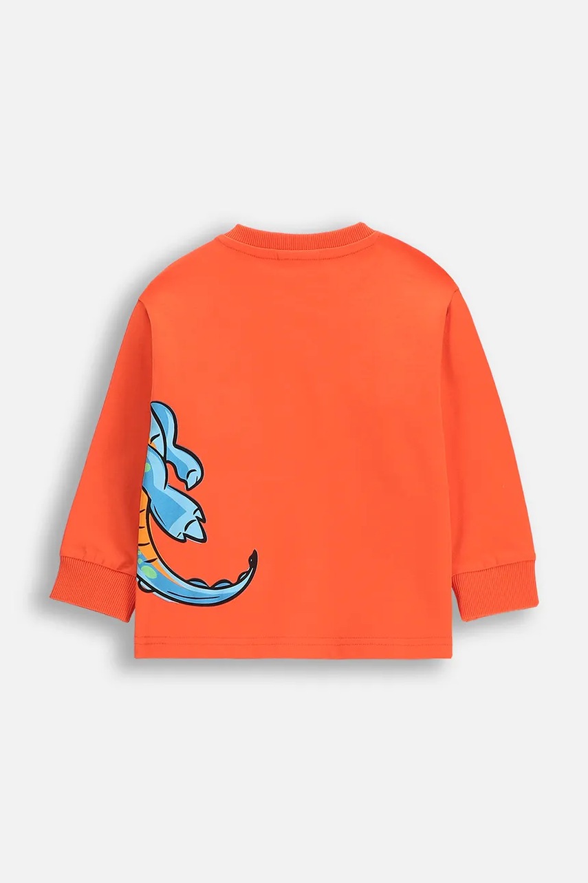 Детская хлопковая кофта Coccodrillo цвет оранжевый с принтом DRAGONS BOY KIDS