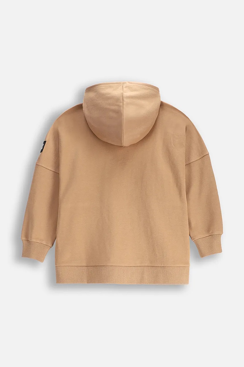 Детская кофта Coccodrillo цвет бежевый с капюшоном с принтом MONOCHROME BOY JUNIOR