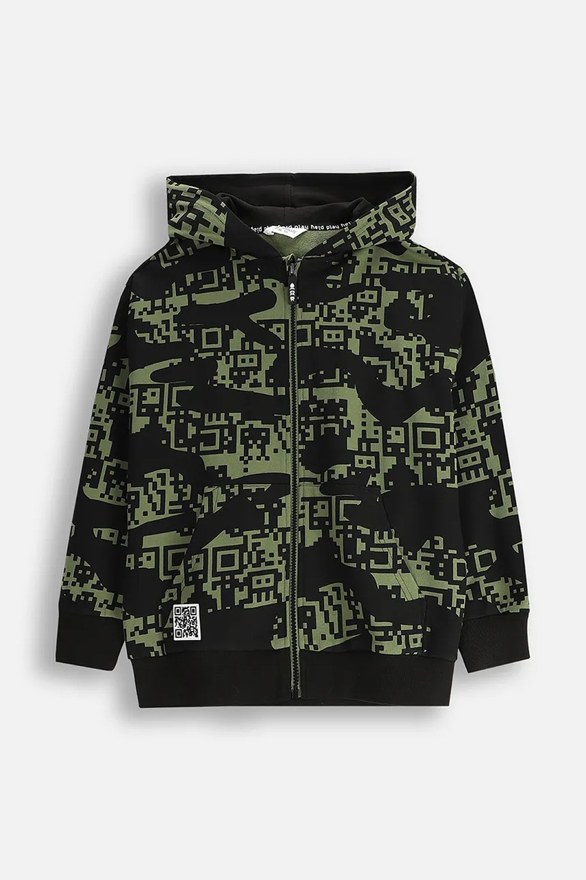 Coccodrillo bluza culoarea verde, cu gluga, cu imprimeu, GAMER BOY JUNIOR
