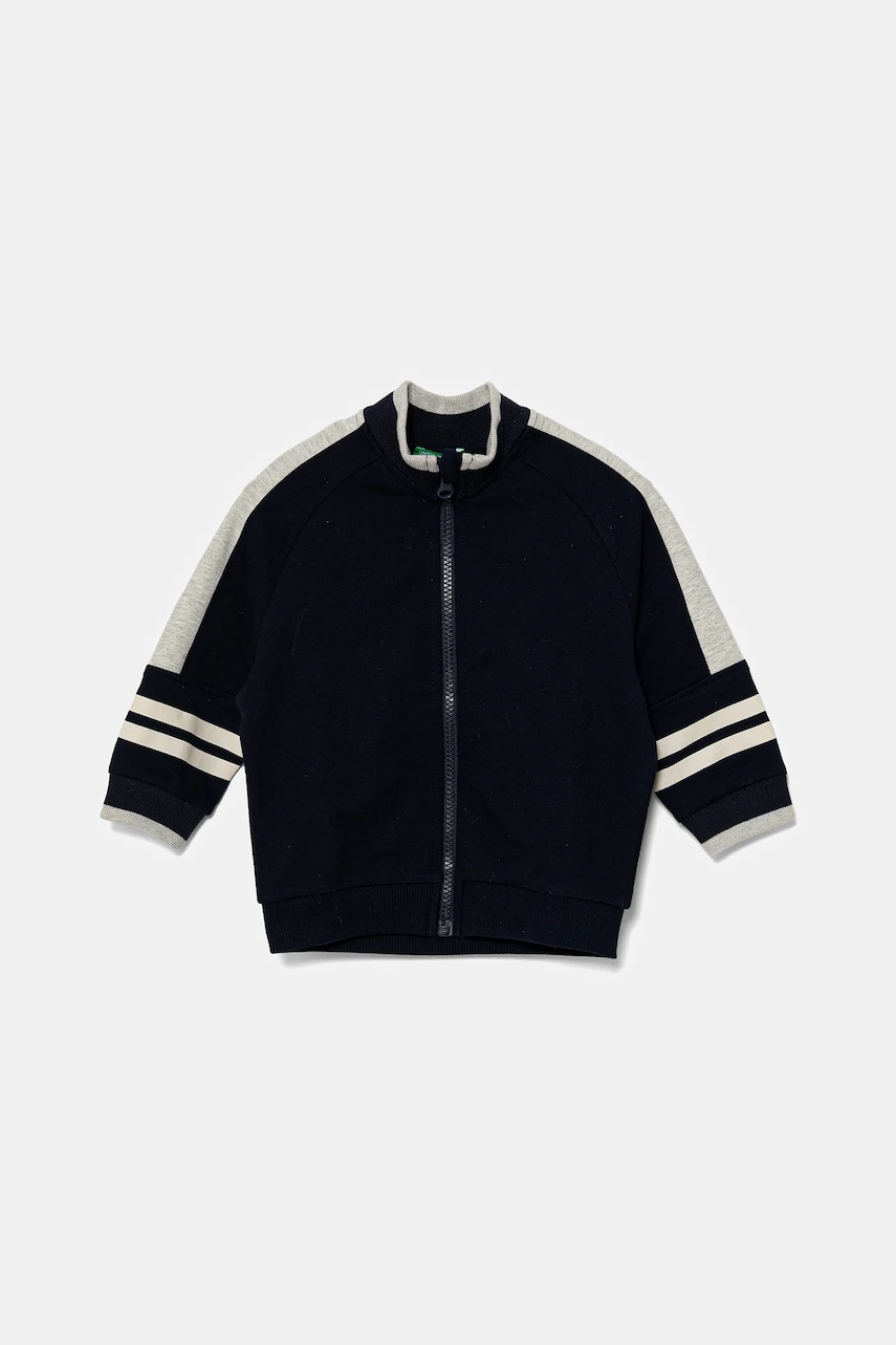 United Colors of Benetton hanorac de bumbac pentru copii culoarea bleumarin, cu imprimeu, 3BC1G503R