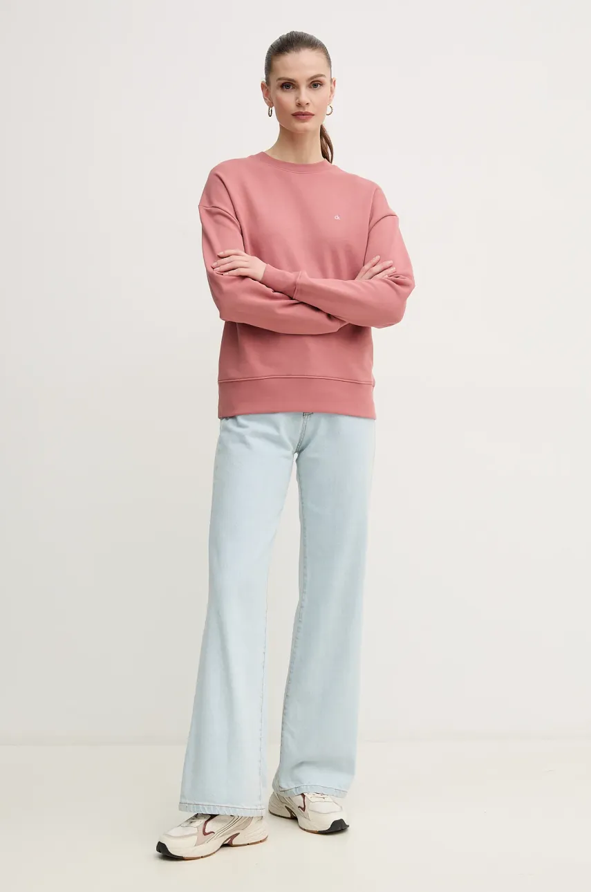 Хлопковая кофта Calvin Klein женская цвет оранжевый однотонная K20K208092 Хлопковая кофта Calvin Klein женская цвет оранжевый однотонная K20K208092