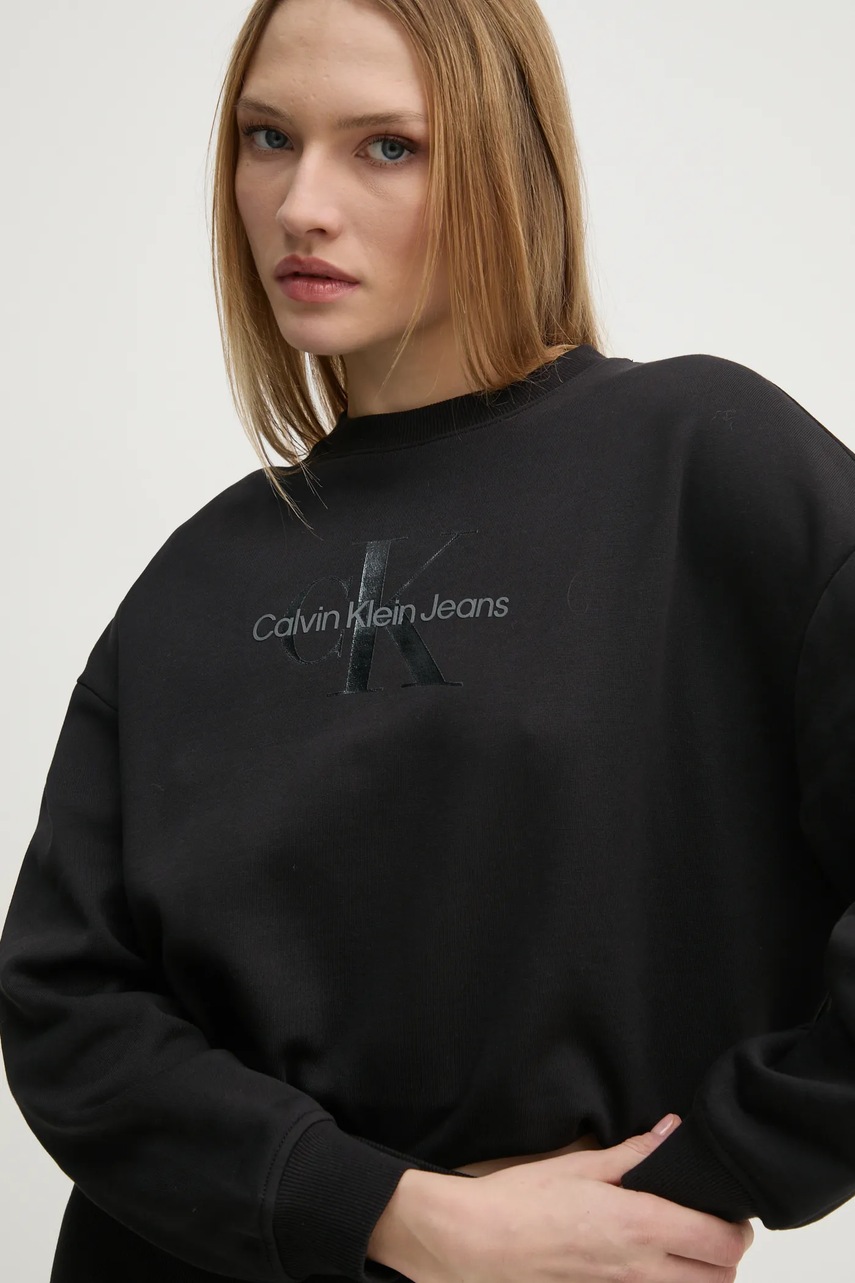 Бавовняна кофта Calvin Klein Jeans жіноча колір чорний з принтом J20J224724 