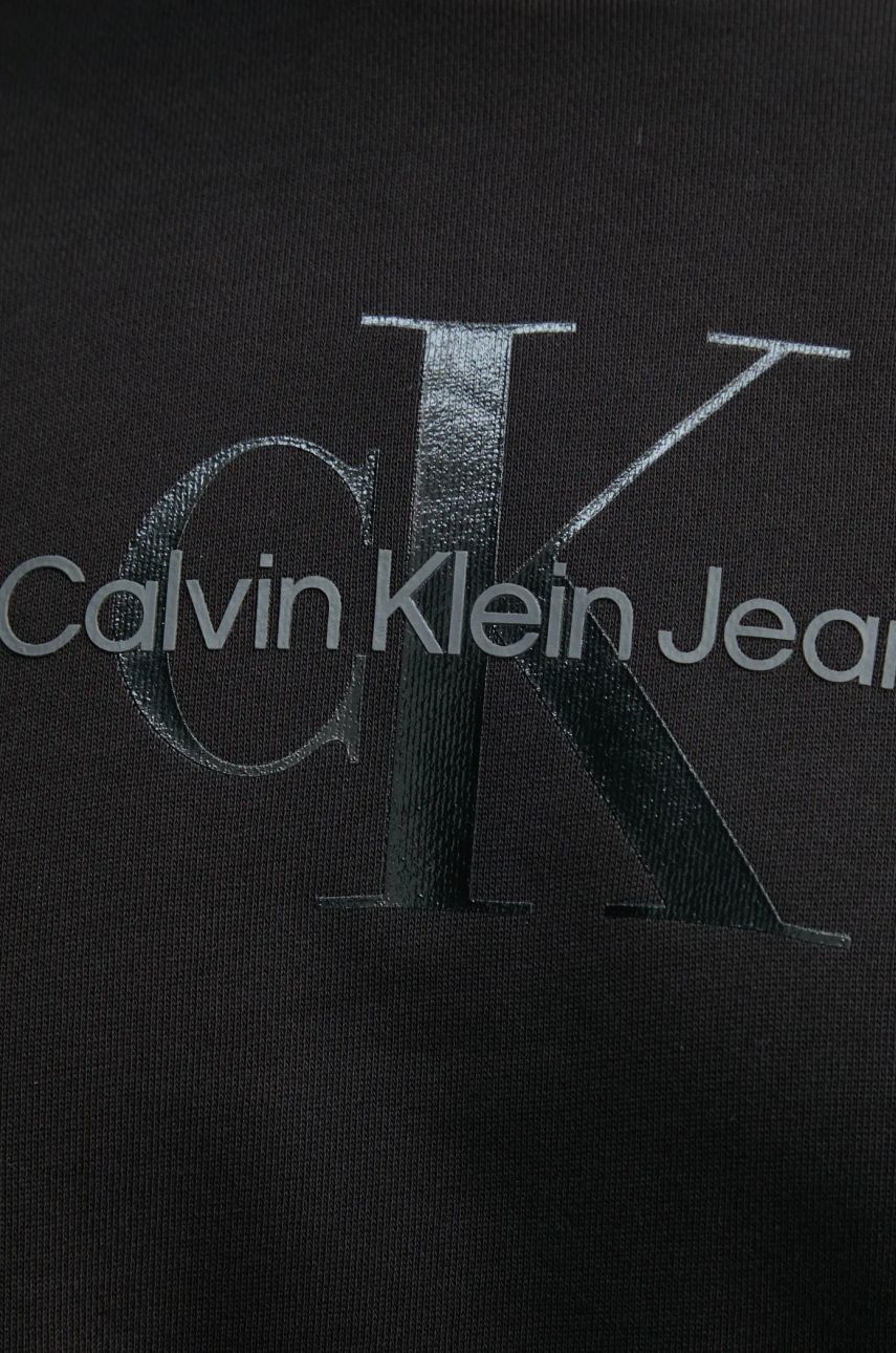 Pamučna dukserica Calvin Klein Jeans za žene, boja: crna, s tiskom, J20J224724