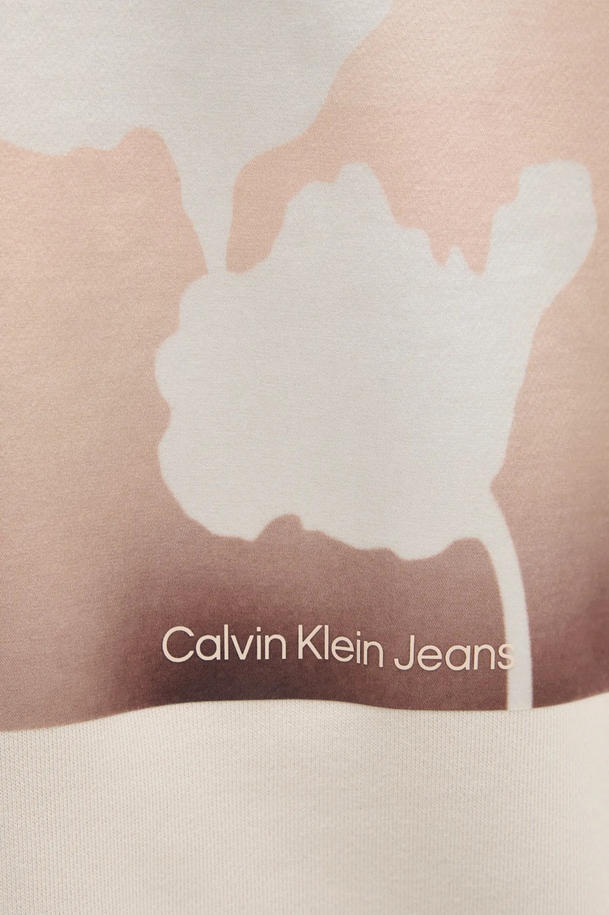 Бавовняна кофта Calvin Klein Jeans жіноча колір бежевий з капюшоном однотонна J20J225080 