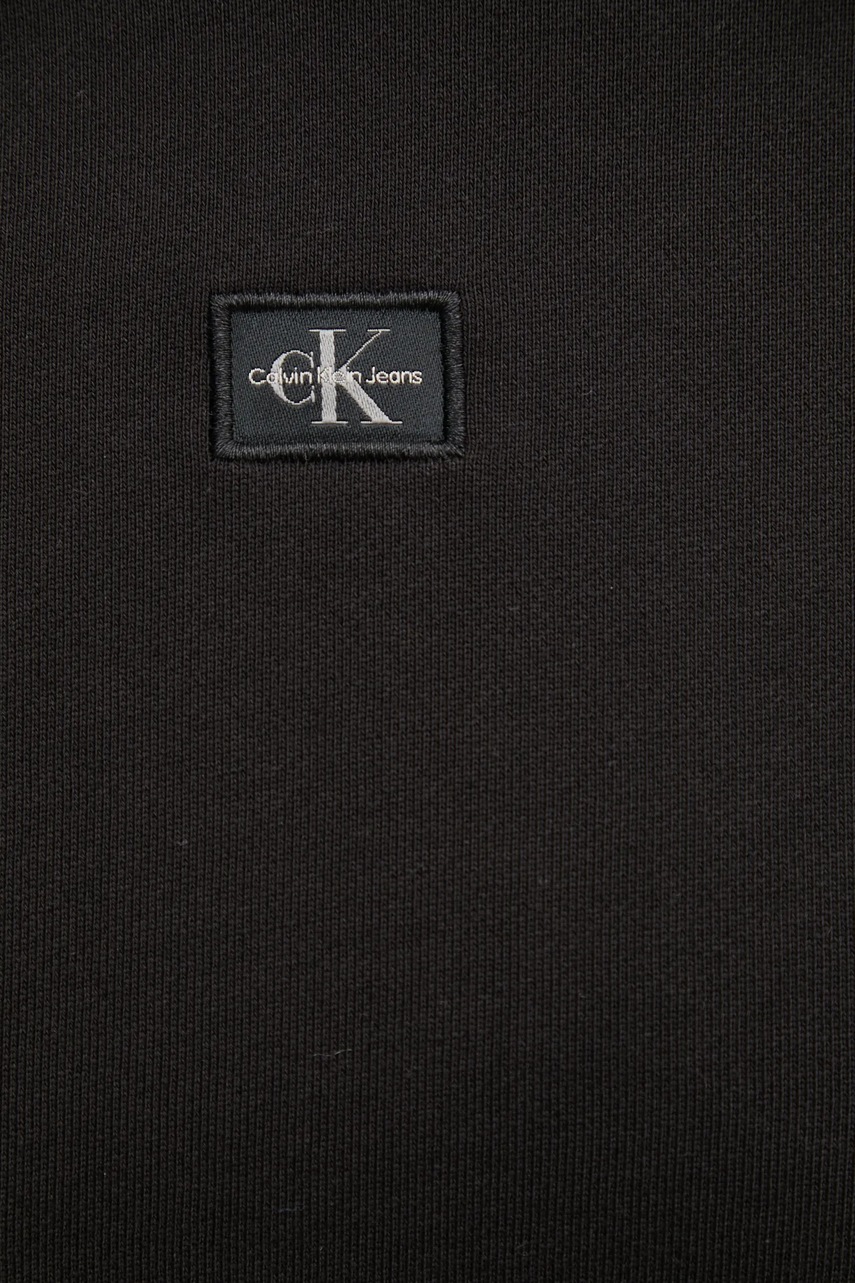 Бавовняна кофта Calvin Klein Jeans жіноча колір чорний з капюшоном з аплікацією J20J225085 