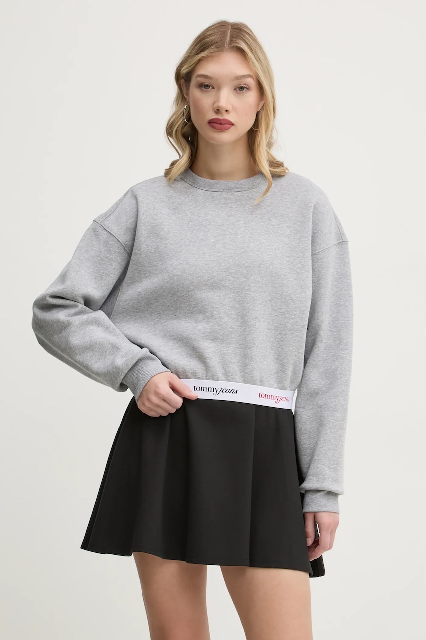 Tommy Jeans bluza femei, culoarea gri, melanj, DW0DW19402 Tommy Jeans bluza femei, culoarea gri, melanj, DW0DW19402