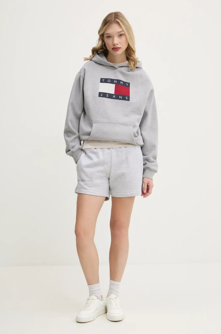 Кофта Tommy Jeans женская цвет серый с капюшоном с принтом DW0DW19407 Кофта Tommy Jeans женская цвет серый с капюшоном с принтом DW0DW19407