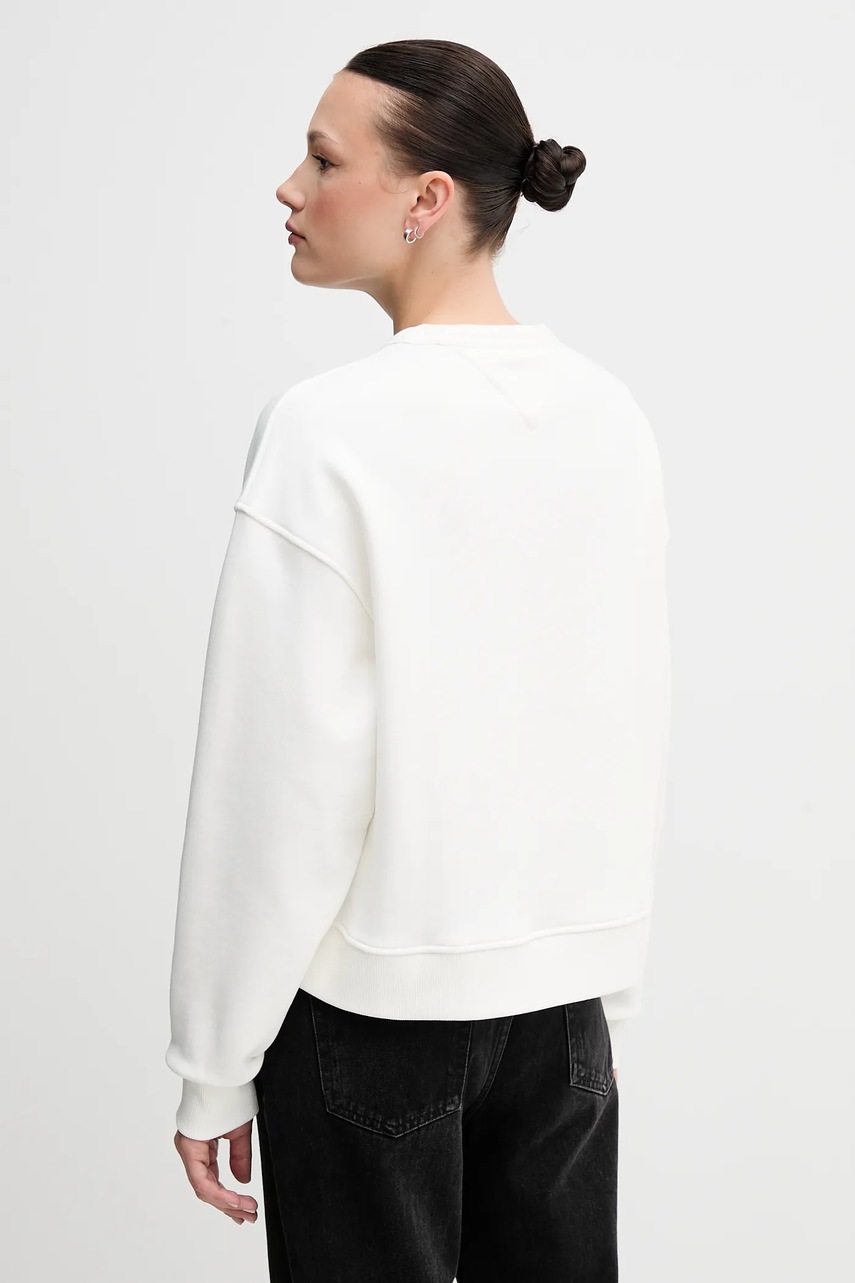 Хлопковая кофта Tommy Jeans женская цвет белый однотонная DW0DW19408