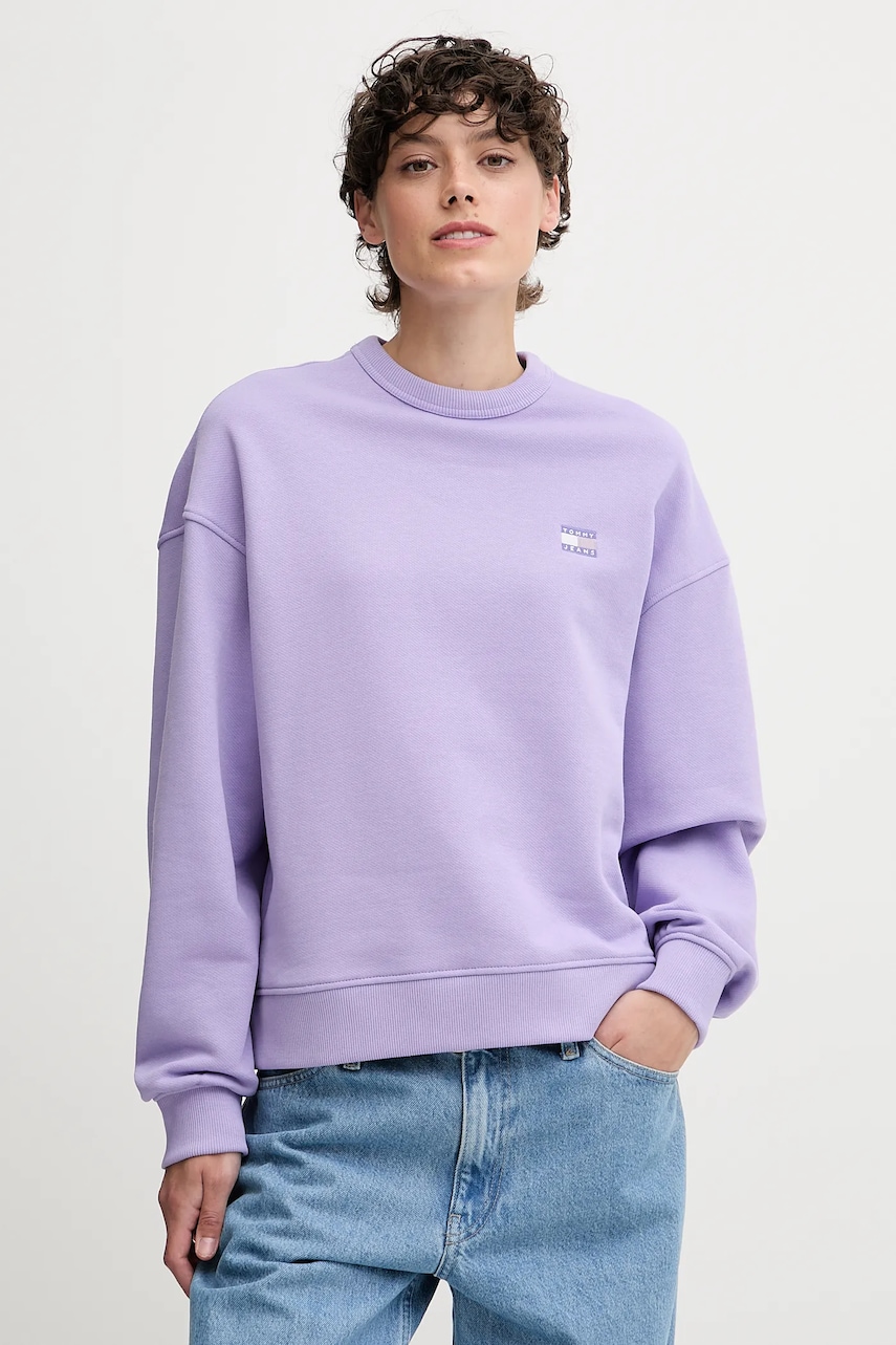 Tommy Jeans hanorac de bumbac culoarea bej, uni, DW0DW19408