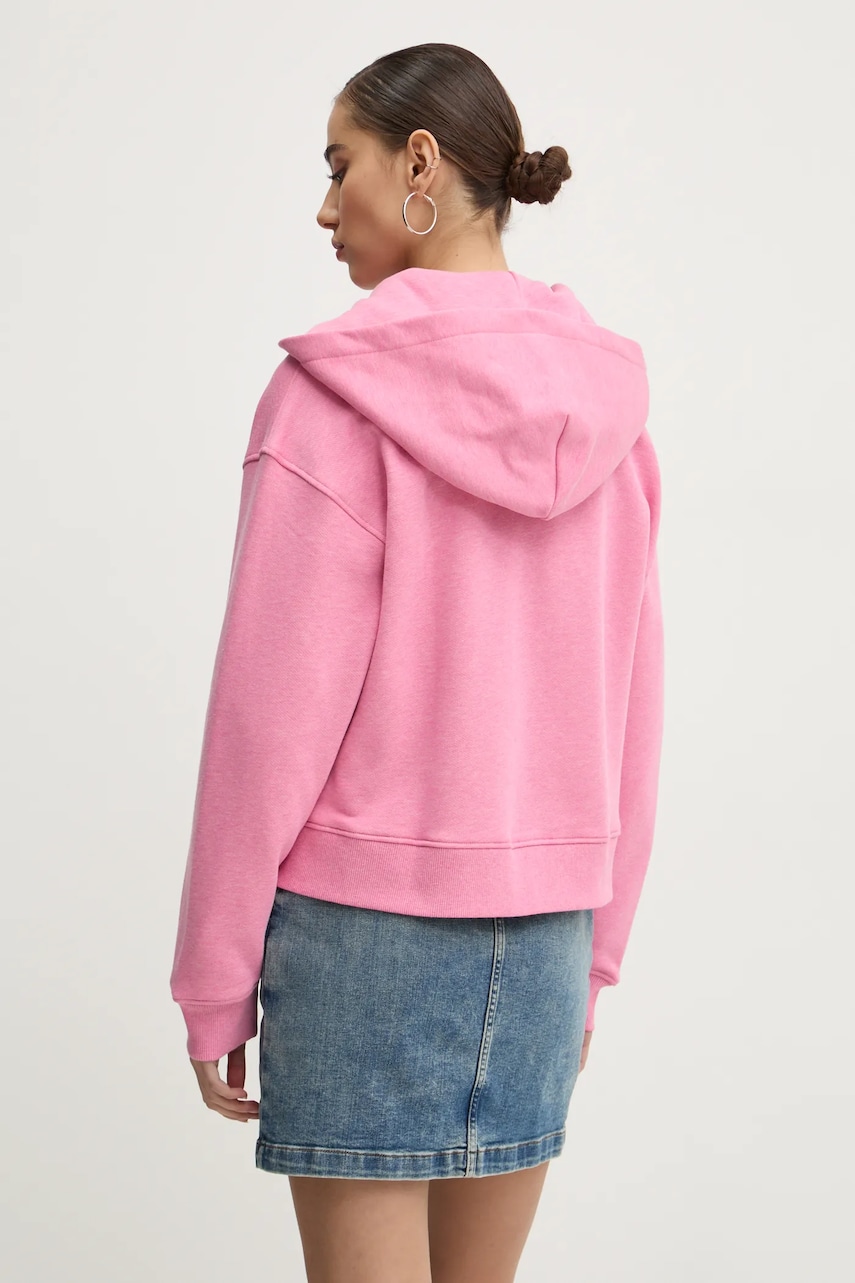 Хлопковая кофта Tommy Jeans женская цвет розовый с капюшоном однотонная DW0DW19412 Хлопковая кофта Tommy Jeans женская цвет розовый с капюшоном однотонная DW0DW19412