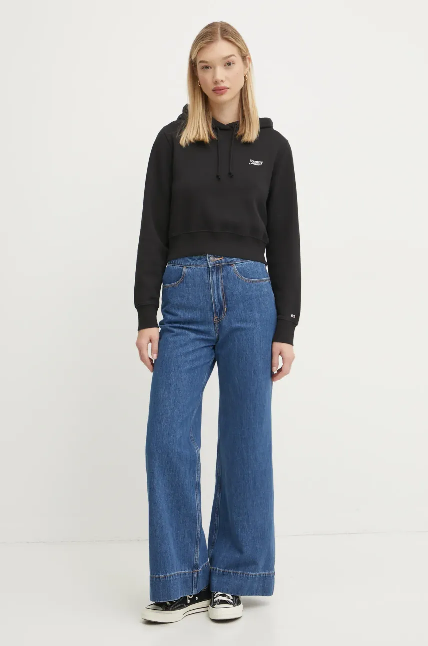 Кофта Tommy Jeans женская цвет чёрный с капюшоном однотонная DW0DW19908 Кофта Tommy Jeans женская цвет чёрный с капюшоном однотонная DW0DW19908