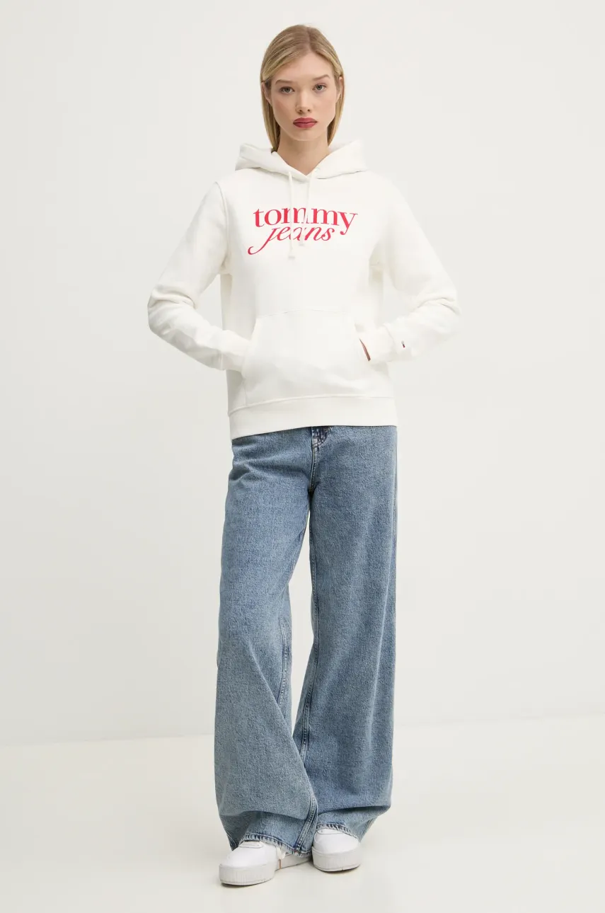 Кофта Tommy Jeans женская цвет бежевый с капюшоном с принтом DW0DW20170 Кофта Tommy Jeans женская цвет бежевый с капюшоном с принтом DW0DW20170