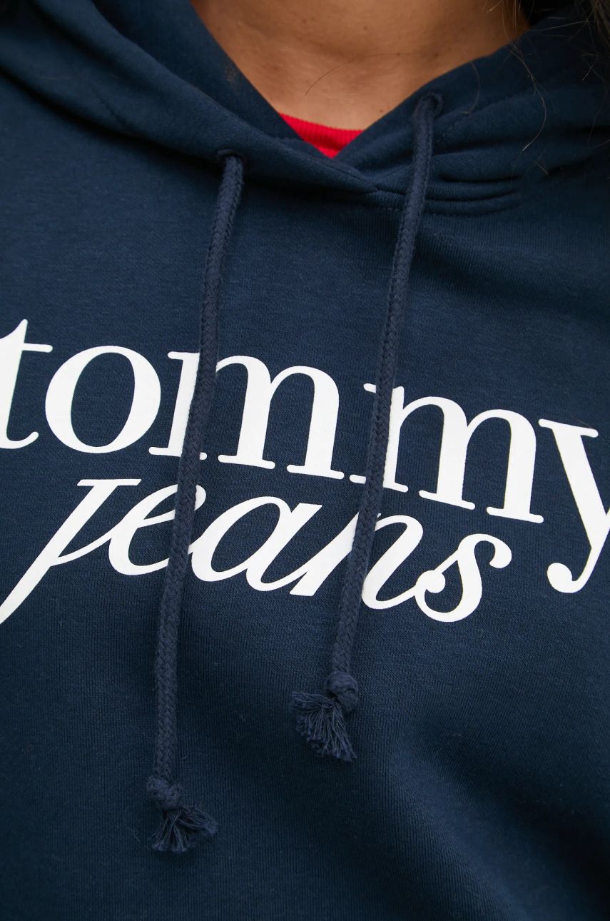 Dukserica Tommy Jeans za žene, boja: tamno plava, s kapuljačom, s tiskom, DW0DW20170